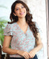 Printed Buttoned Layered Sleeve Green Blouse